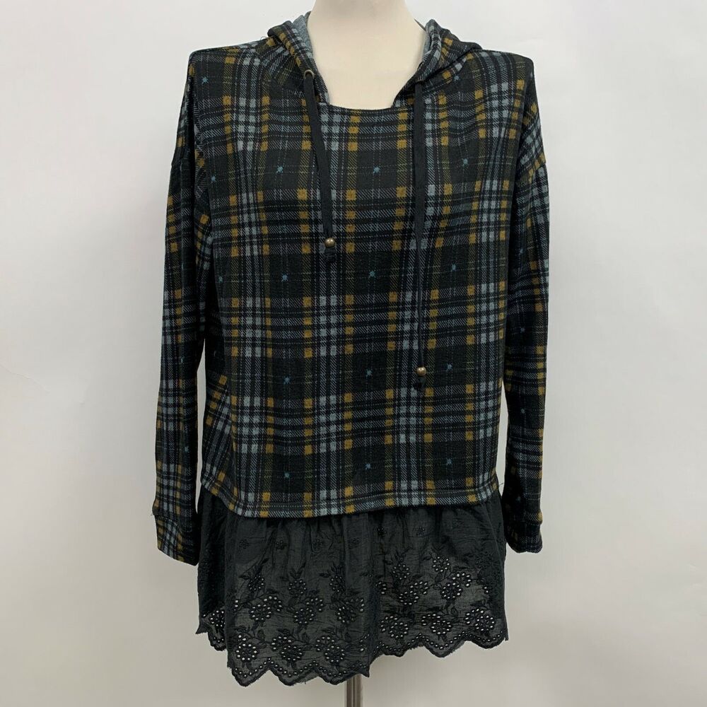 Annabelle Women's Top Small‎ Multicolor Hooded Drop Shoulder